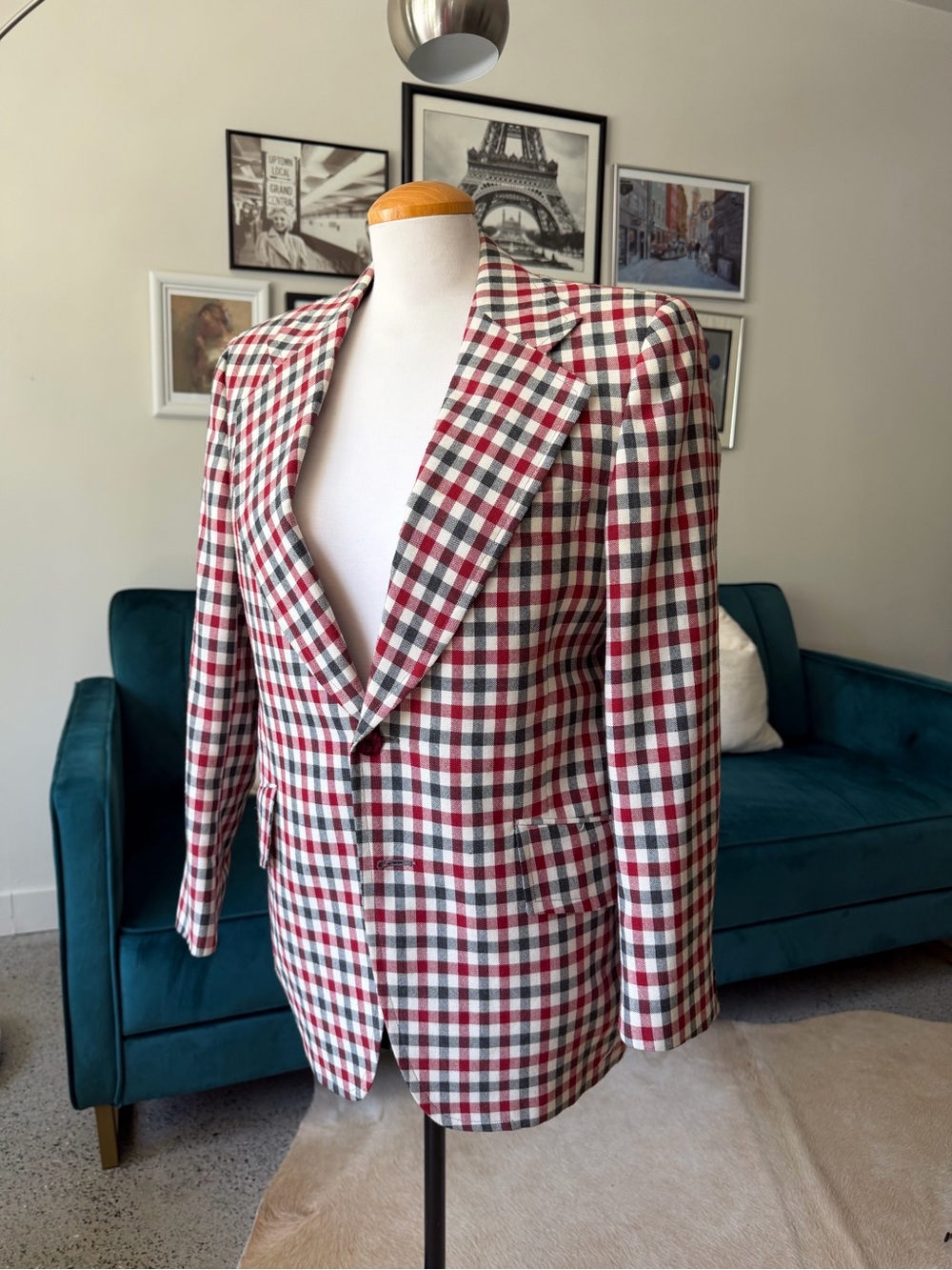 Classic Red & Black Check Men's Blazer